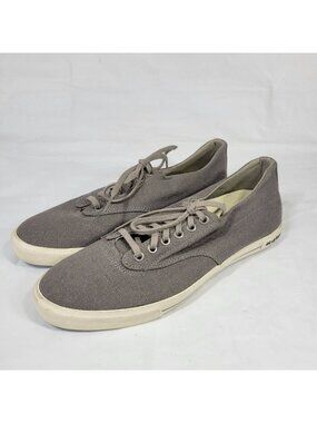 SeaVees Hermosa Plimsoll Sneakers Men Size 9.5 Grey Linen Casual Lace Up Travel